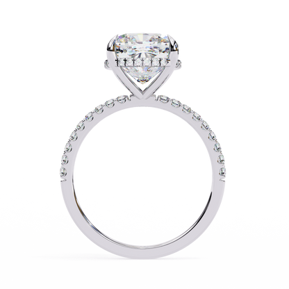 3.53 Ct Cushion And Round Cut 14k Solid Gold Diamond Pave Set Vintage Proposal Ring - HIGHCARAT DIAMONDS