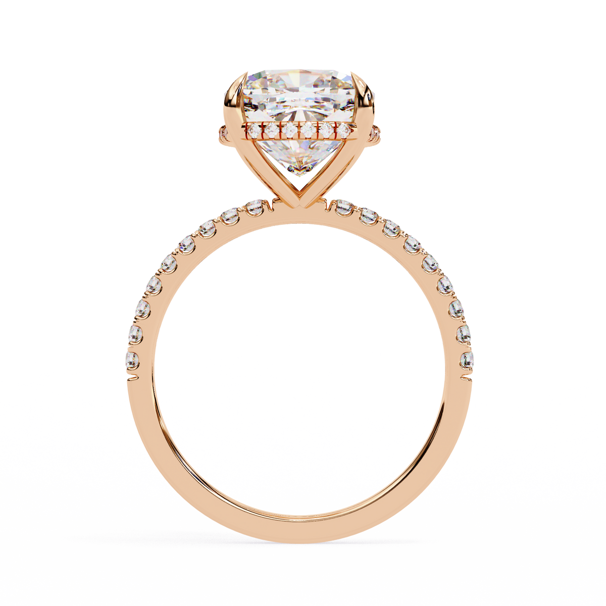 3.53 Ct Cushion And Round Cut 14k Solid Gold Diamond Pave Set Vintage Proposal Ring - HIGHCARAT DIAMONDS