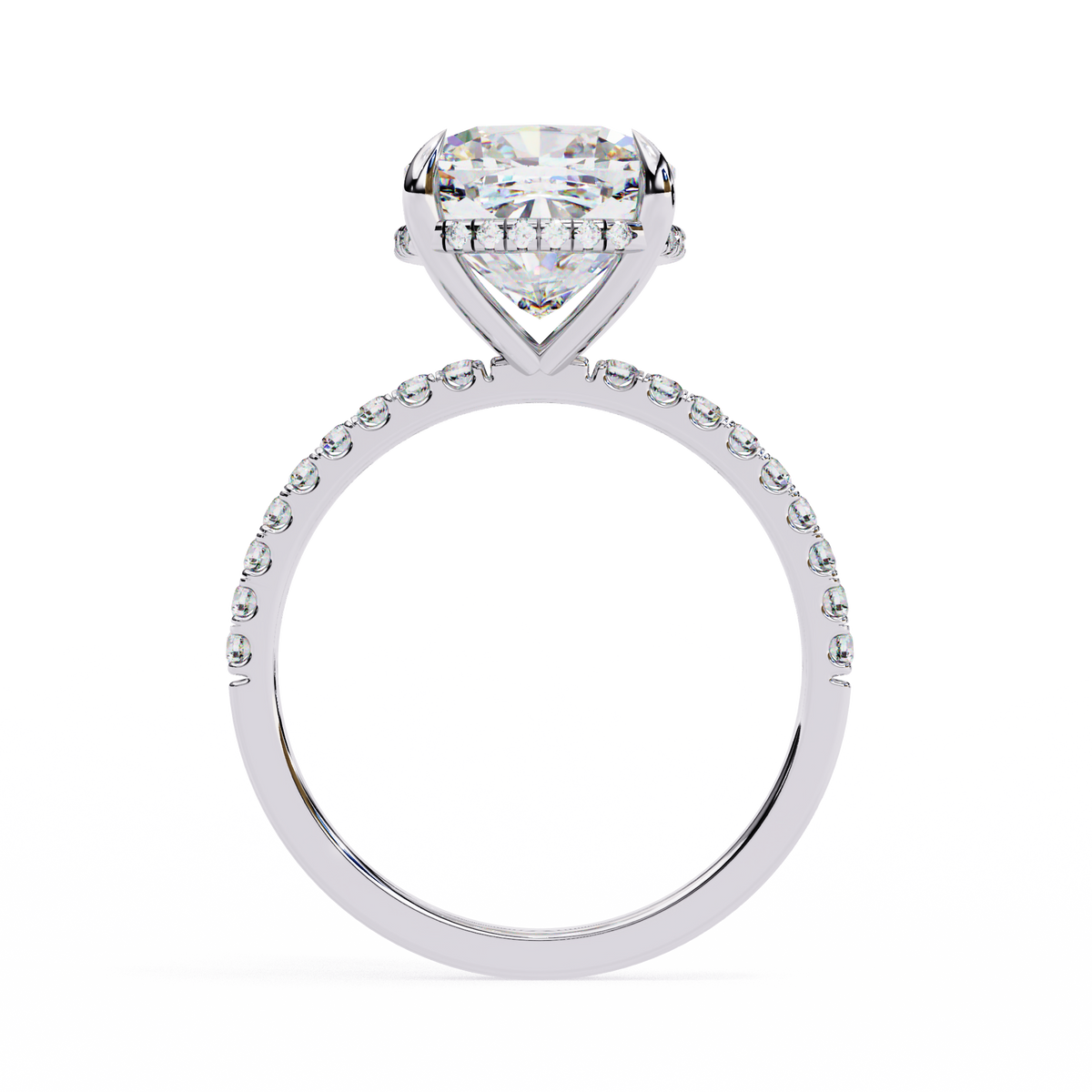 3.53 Ct Cushion And Round Cut 14k Solid Gold Diamond Pave Set Vintage Proposal Ring - HIGHCARAT DIAMONDS