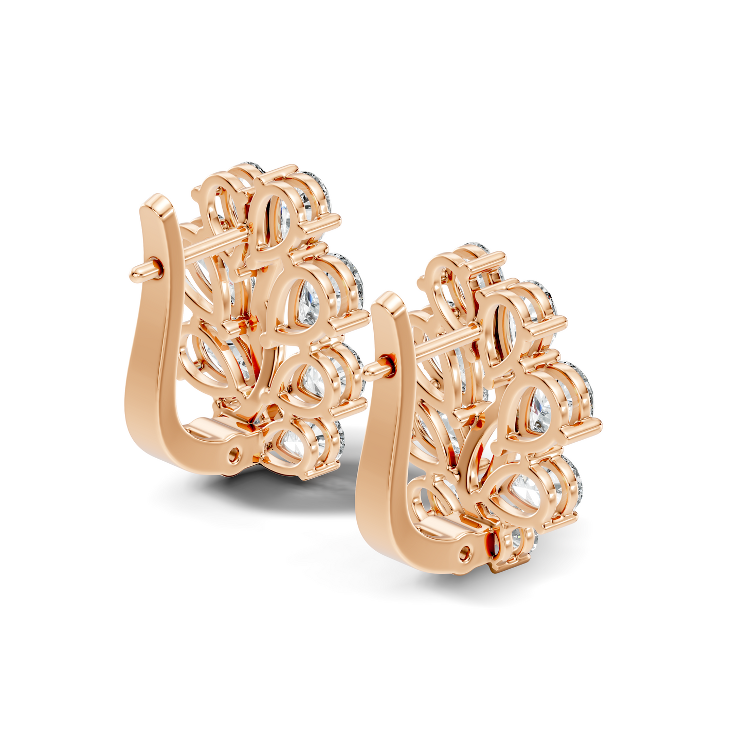 3.58 Carat Pear Cut Labgrown Diamond Stud Earring Vintage Stacking Floral Designed Dainty Earring Gift For Women's - HIGHCARAT DIAMONDS
