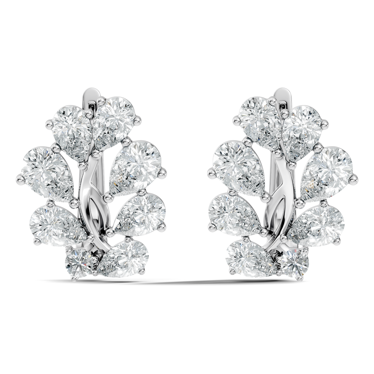 3.58 Carat Pear Cut Labgrown Diamond Stud Earring Vintage Stacking Floral Designed Dainty Earring Gift For Women's - HIGHCARAT DIAMONDS