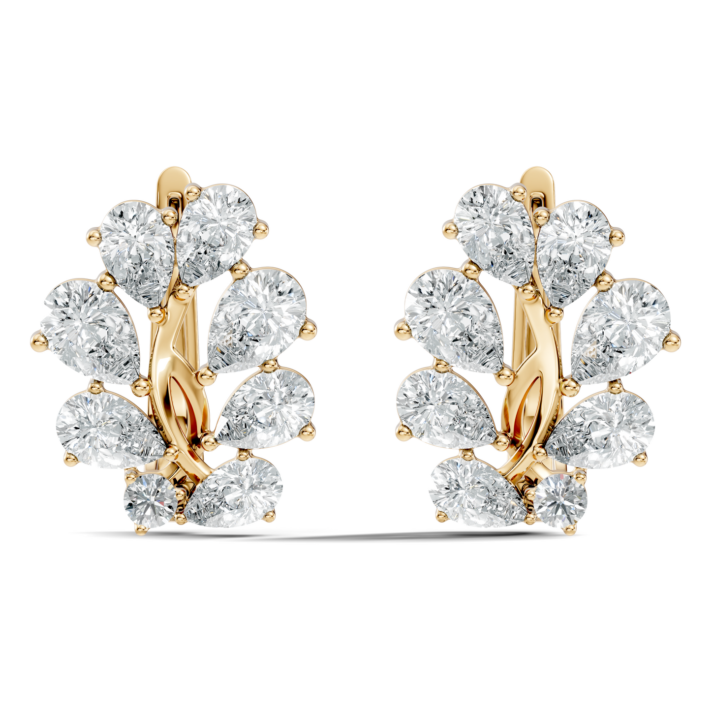 3.58 Carat Pear Cut Labgrown Diamond Stud Earring Vintage Stacking Floral Designed Dainty Earring Gift For Women's - HIGHCARAT DIAMONDS