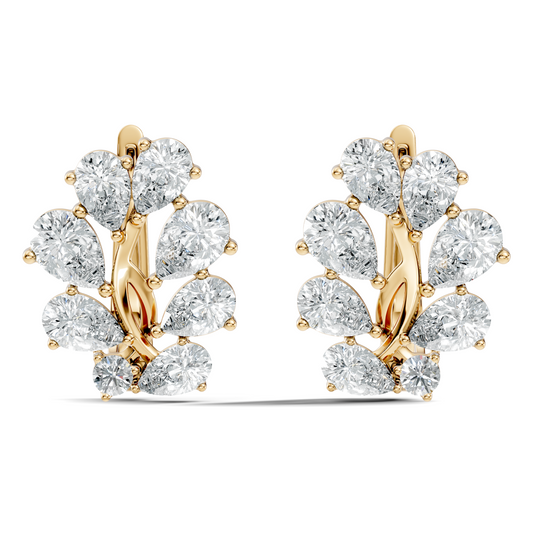 3.58 Carat Pear Cut Labgrown Diamond Stud Earring Vintage Stacking Floral Designed Dainty Earring Gift For Women's - HIGHCARAT DIAMONDS