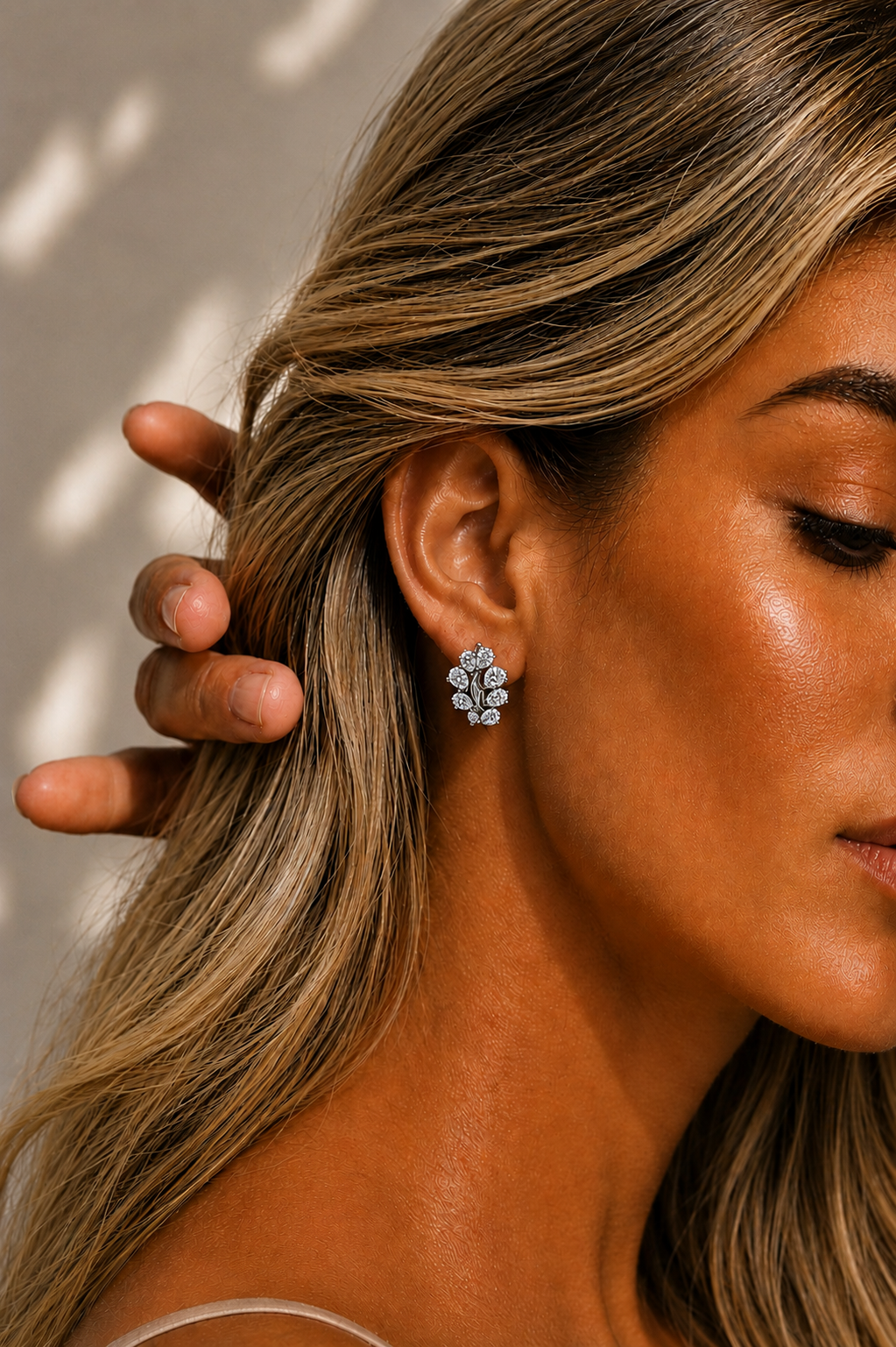 3.58 Carat Pear Cut Lab Grown Diamond Cluster Stud Earring - HIGHCARAT DIAMONDS