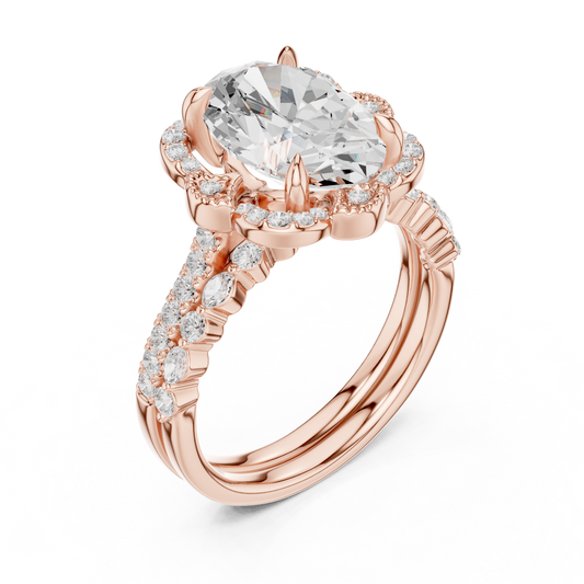3.58 Ct Oval Marquise & Round Lab Grown Diamond Very Esthetical Party Wear Diamond Ring For Her