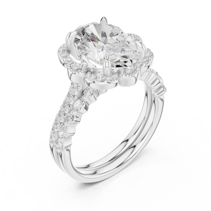 3.58 Ct Oval Marquise & Round Lab Grown Diamond Very Esthetical Party Wear Diamond Ring For Her