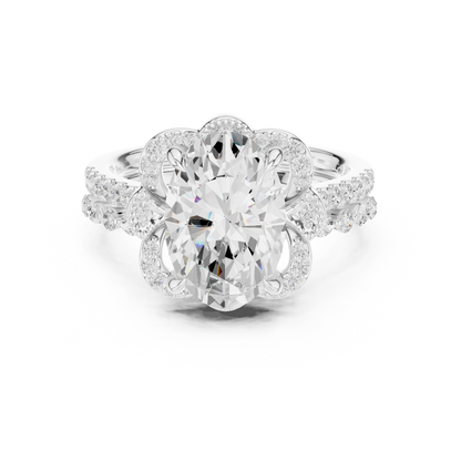 3.58 Ct Oval Marquise & Round Lab Grown Diamond Very Esthetical Party Wear Diamond Ring For Her