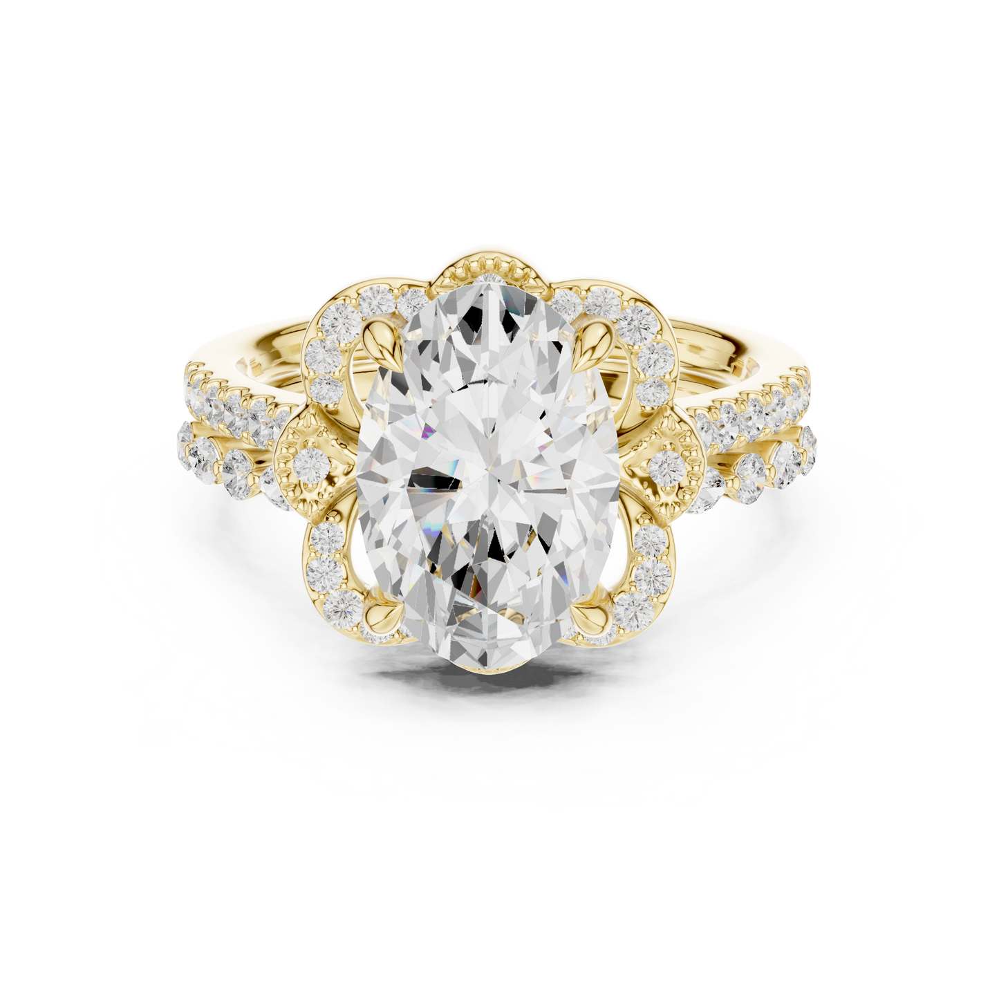 3.58 Ct Oval Marquise & Round Lab Grown Diamond Very Esthetical Party Wear Diamond Ring For Her