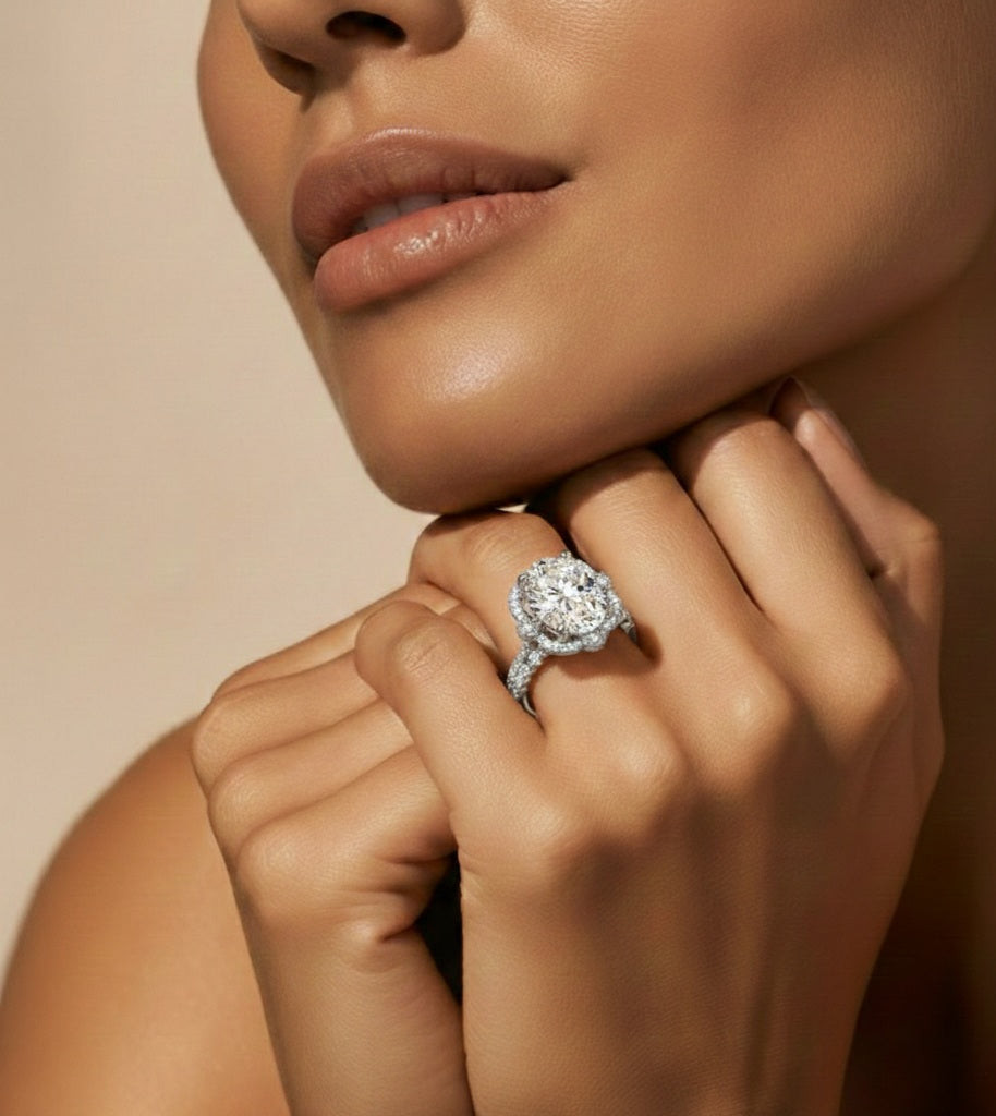 3.58 Ct Oval Marquise & Round Lab Grown Diamond Very Esthetical Party Wear Diamond Ring For Her