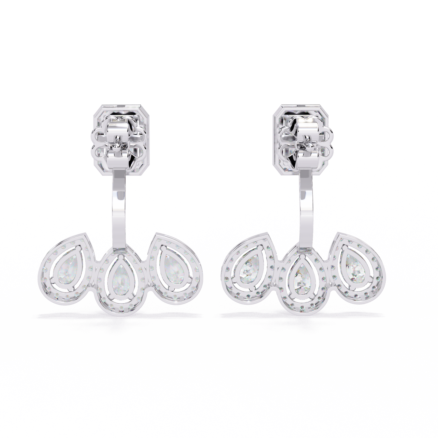 3.60Ct Cluster Emerald, Pear And Round Cut lab Grown Diamond Halo Style Minimalist Sparkling Earring Someone Special Gift - HIGHCARAT DIAMONDS