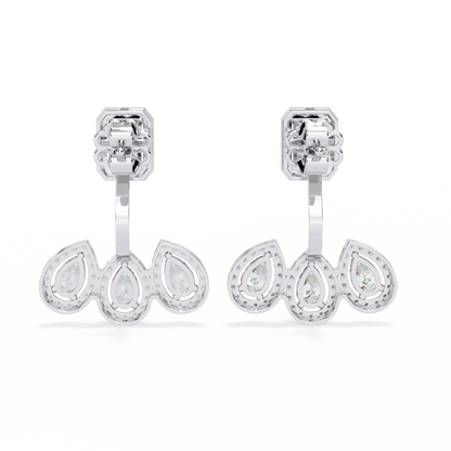 3.60Ct Cluster Emerald, Pear And Round Cut lab Grown Diamond Halo Style Minimalist Sparkling Earring Someone Special Gift - HIGHCARAT DIAMONDS