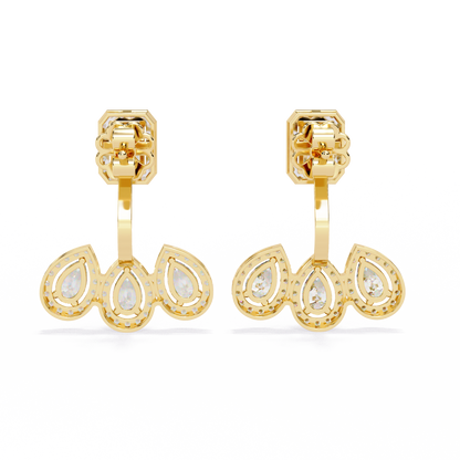 3.60Ct Cluster Emerald, Pear And Round Cut lab Grown Diamond Halo Style Minimalist Sparkling Earring Someone Special Gift - HIGHCARAT DIAMONDS