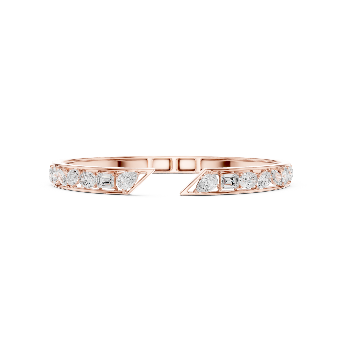 3.70Ct Multi Shape Lab Grown Diamond Vintage Minimalist Bangle Bracelet - HIGHCARAT DIAMONDS