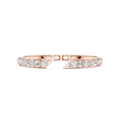 3.70Ct Multi Shape Lab Grown Diamond Vintage Minimalist Bangle Bracelet - HIGHCARAT DIAMONDS