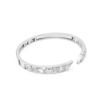 3.70Ct Multi Shape Lab Grown Diamond Vintage Minimalist Bangle Bracelet - HIGHCARAT DIAMONDS