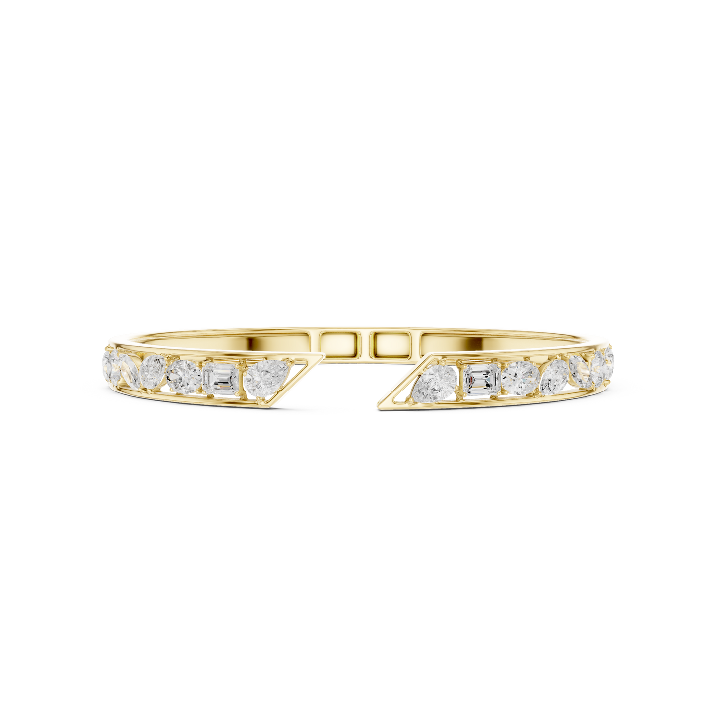 3.70Ct Multi Shape Lab Grown Diamond Vintage Minimalist Bangle Bracelet - HIGHCARAT DIAMONDS