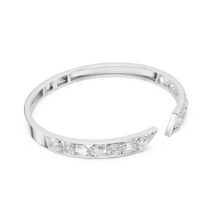 3.70Ct Multi Shape Lab Grown Diamond Vintage Minimalist Bangle Bracelet - HIGHCARAT DIAMONDS