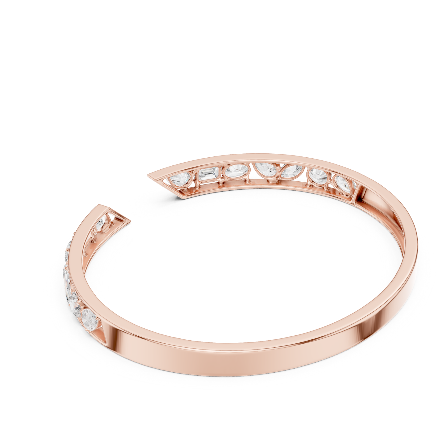 3.70Ct Multi Shape Lab Grown Diamond Vintage Minimalist Bangle Bracelet - HIGHCARAT DIAMONDS