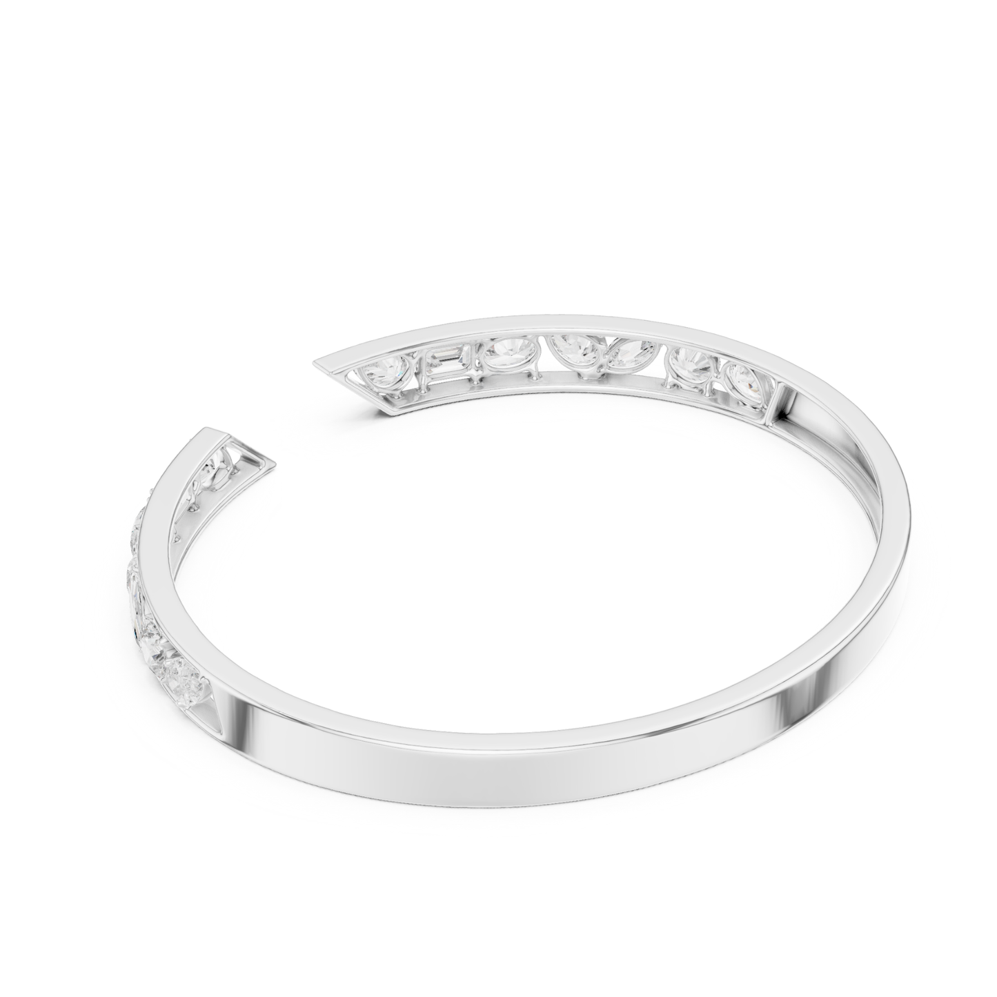 3.70Ct Multi Shape Lab Grown Diamond Vintage Minimalist Bangle Bracelet - HIGHCARAT DIAMONDS