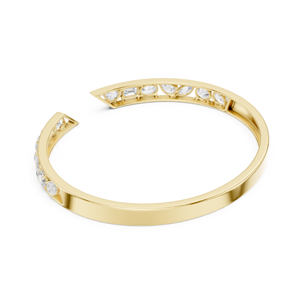 3.70Ct Multi Shape Lab Grown Diamond Vintage Minimalist Bangle Bracelet - HIGHCARAT DIAMONDS