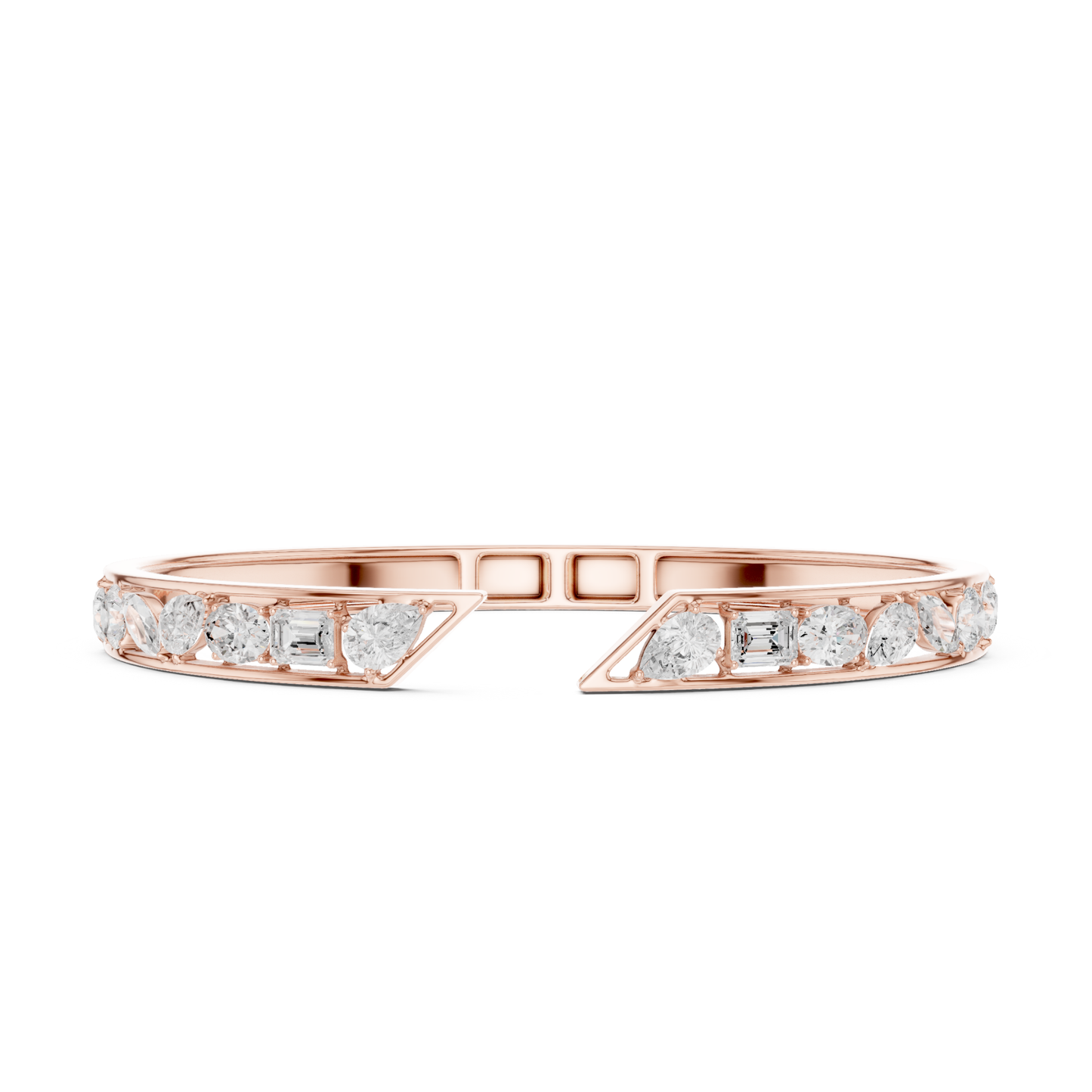 3.70Ct Multi Shape Lab Grown Diamond Vintage Minimalist Bangle Bracelet - HIGHCARAT DIAMONDS