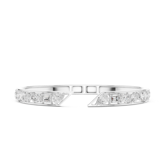 3.70Ct Multi Shape Lab Grown Diamond Vintage Minimalist Bangle Bracelet - HIGHCARAT DIAMONDS