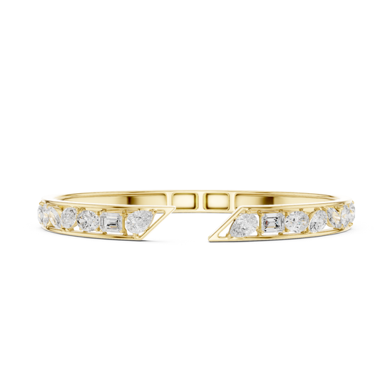 3.70Ct Multi Shape Lab Grown Diamond Vintage Minimalist Bangle Bracelet - HIGHCARAT DIAMONDS