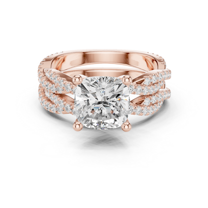 3.73 CT Cushion Labgrown Diamond Ring 10k Solid White Gold Engagement & Wedding Bridal Set Halo Accented Ring For Her