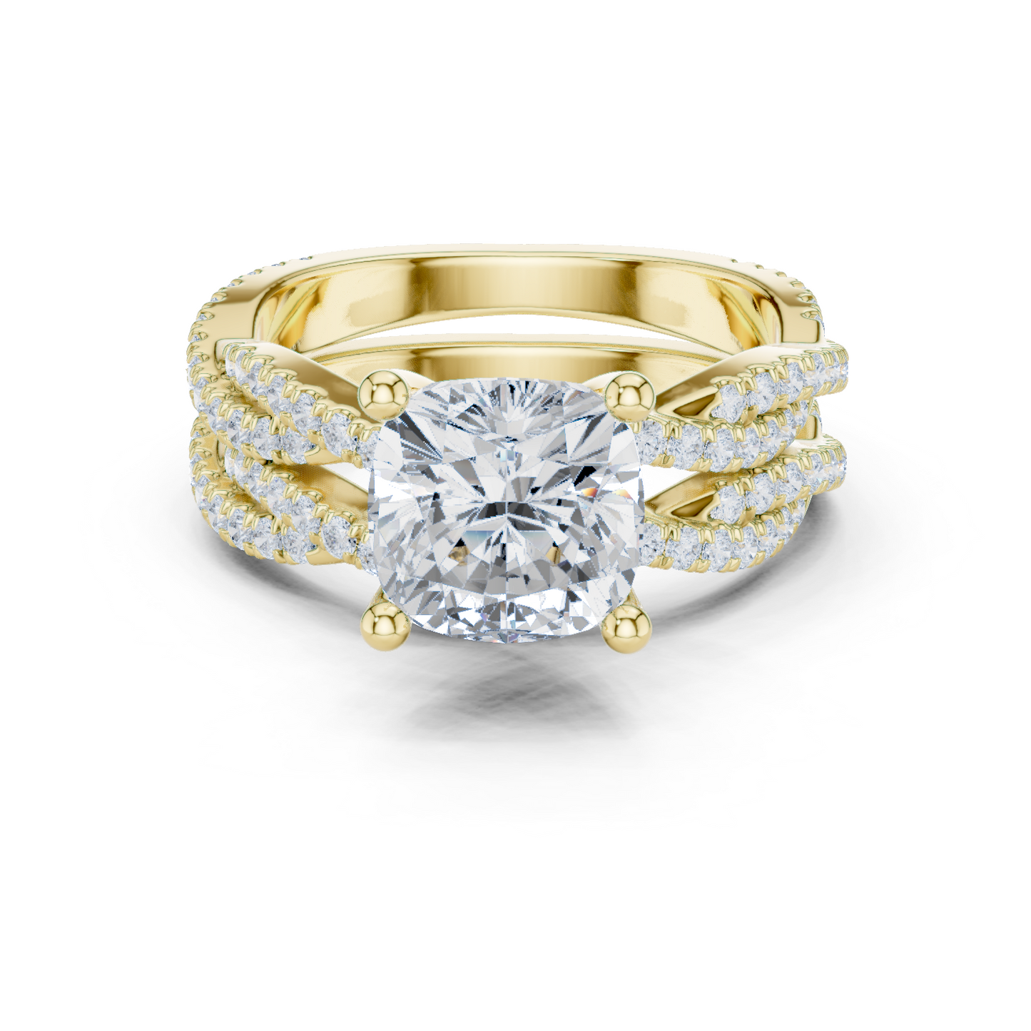 3.73 CT Cushion Labgrown Diamond Ring 10k Solid White Gold Engagement & Wedding Bridal Set Halo Accented Ring For Her