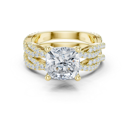 3.73 CT Cushion Labgrown Diamond Ring 10k Solid White Gold Engagement & Wedding Bridal Set Halo Accented Ring For Her