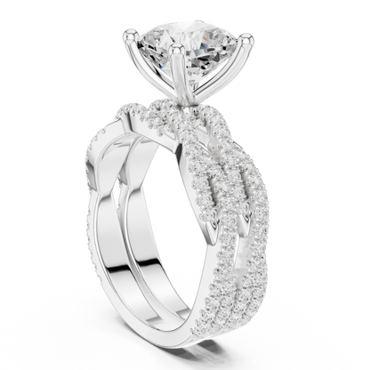 3.73 CT Cushion Labgrown Diamond Ring 10k Solid White Gold Engagement & Wedding Bridal Set Halo Accented Ring For Her