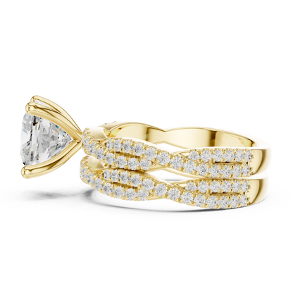 3.73 CT Cushion Labgrown Diamond Ring 10k Solid White Gold Engagement & Wedding Bridal Set Halo Accented Ring For Her