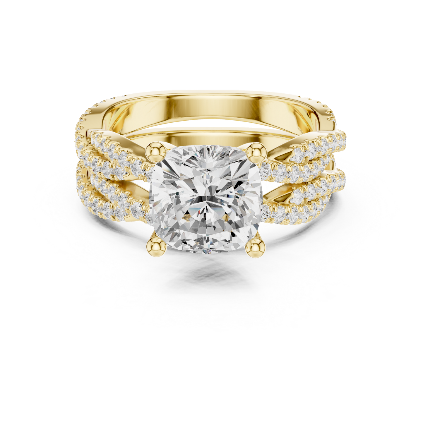 3.73 CT Cushion Labgrown Diamond Ring 10k Solid White Gold Engagement & Wedding Bridal Set Halo Accented Ring For Her