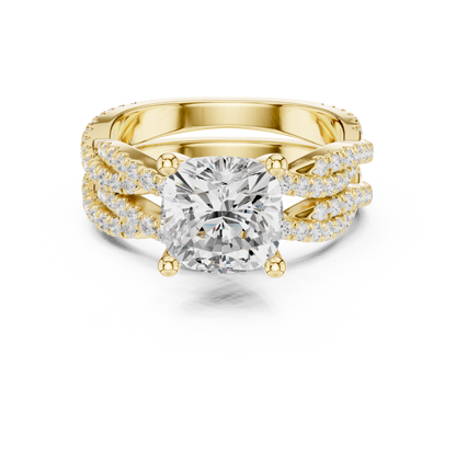 3.73 CT Cushion Labgrown Diamond Ring 10k Solid White Gold Engagement & Wedding Bridal Set Halo Accented Ring For Her