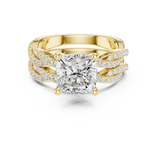 3.73 CT Cushion Labgrown Diamond Ring 10k Solid White Gold Engagement & Wedding Bridal Set Halo Accented Ring For Her