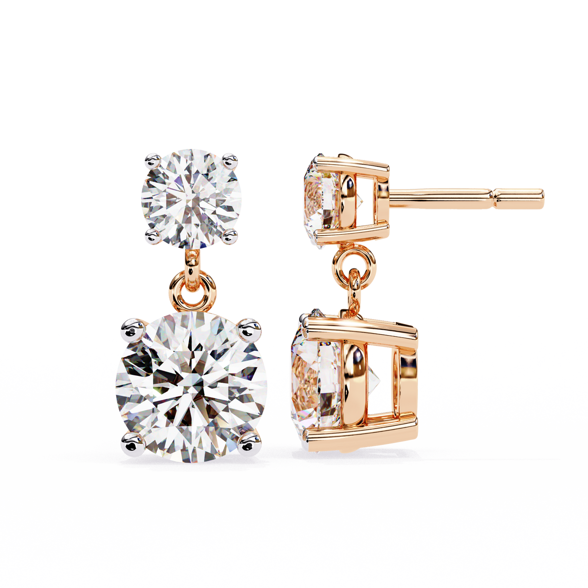 3.73Ct Round Cut Top Grade Lab Grown Diamond Elegant Dainty Classic Vintage Prong Set Drop Wedding Earring For Women's - HIGHCARAT DIAMONDS