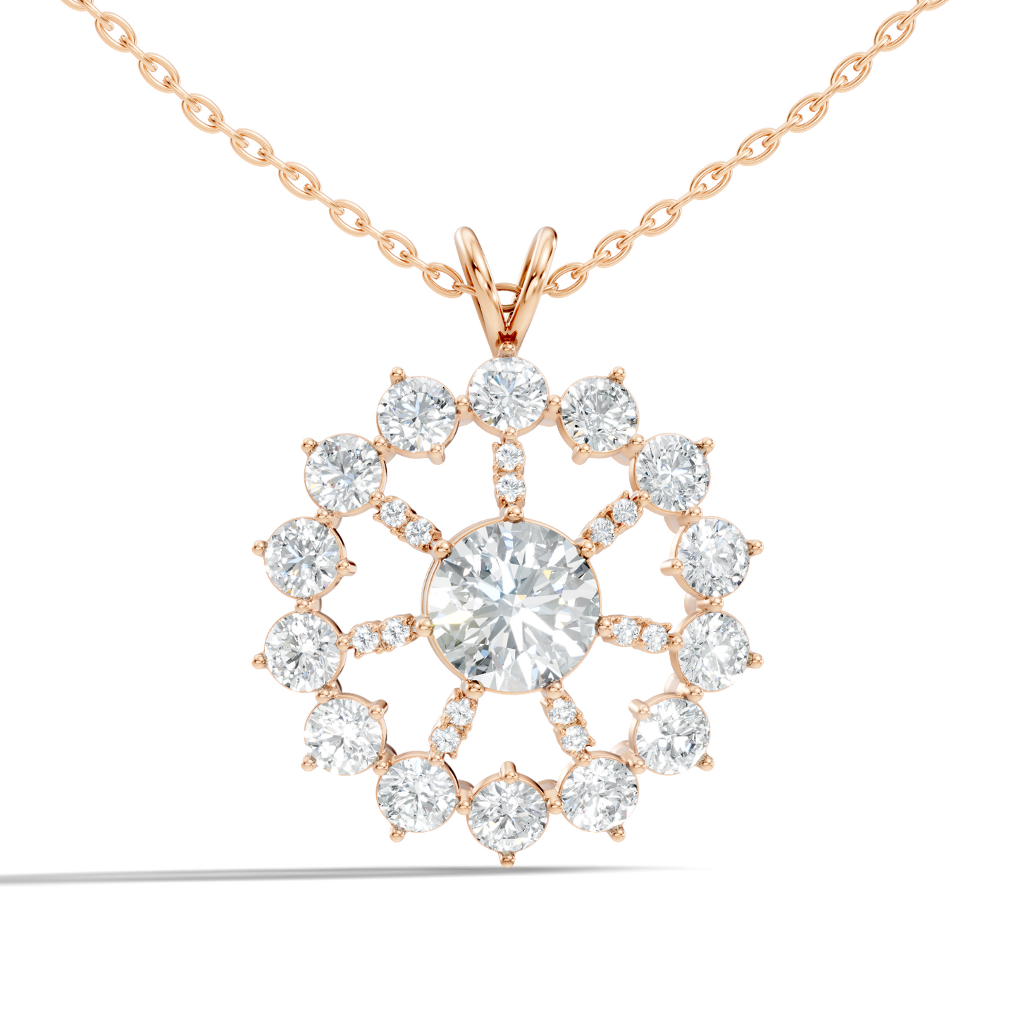 Elegant 3.75 Ct Round Cut Lab Grown Diamond Necklace in Solid White Gold - HIGHCARAT DIAMONDS