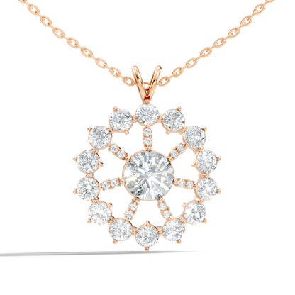 Elegant 3.75 Ct Round Cut Lab Grown Diamond Necklace in Solid White Gold - HIGHCARAT DIAMONDS