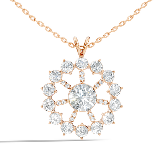 Elegant 3.75 Ct Round Cut Lab Grown Diamond Necklace in Solid White Gold - HIGHCARAT DIAMONDS