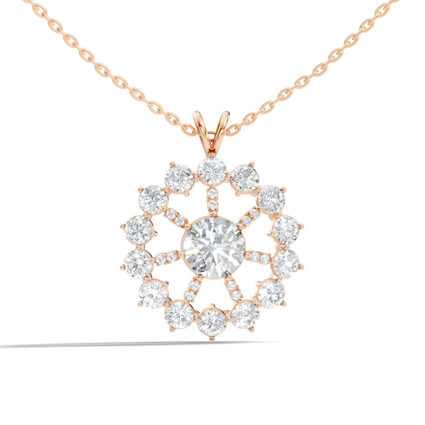 Elegant 3.75 Ct Round Cut Lab Grown Diamond Necklace in Solid White Gold - HIGHCARAT DIAMONDS