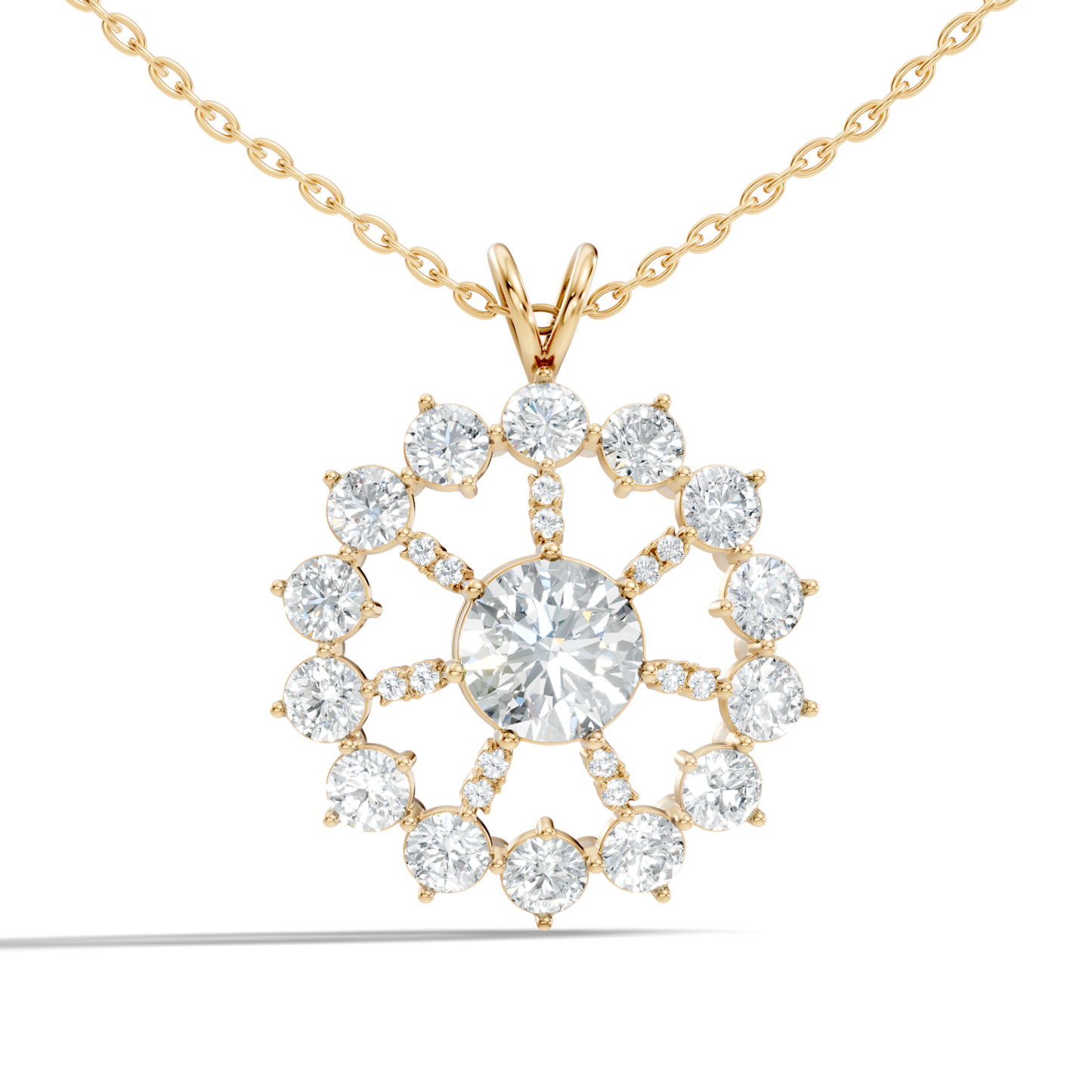 Elegant 3.75 Ct Round Cut Lab Grown Diamond Necklace in Solid White Gold - HIGHCARAT DIAMONDS