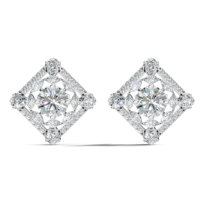 3.78 CT Pear Or Marquise Lab-Grown Diamond Stud Earrings In 14K Solid Gold