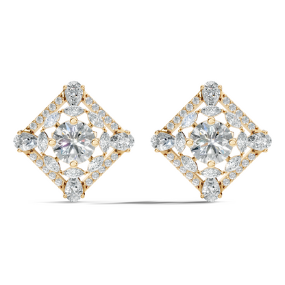 3.78 CT Pear Or Marquise Lab-Grown Diamond Stud Earrings In 14K Solid Gold