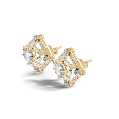 3.78 CT Pear Or Marquise Lab-Grown Diamond Stud Earrings In 14K Solid Gold