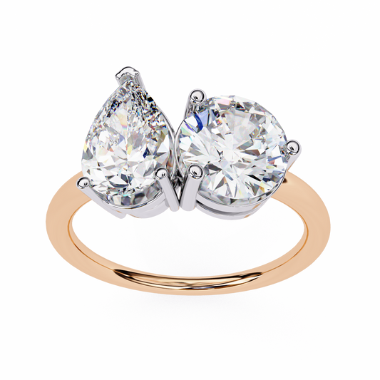 3.80 Ct Pear And Round Cut Diamond 14k,10k Solid Gold Statement fabulous anniversary Diamond ring - HIGHCARAT DIAMONDS