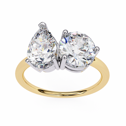 3.80 Ct Pear And Round Cut Diamond 14k,10k Solid Gold Statement fabulous anniversary Diamond ring