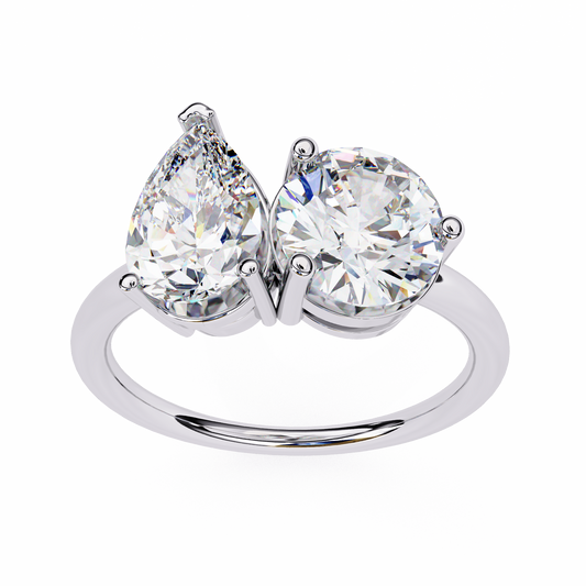 3.80 Ct Pear And Round Cut Diamond 14k,10k Solid Gold Statement fabulous anniversary Diamond ring - HIGHCARAT DIAMONDS
