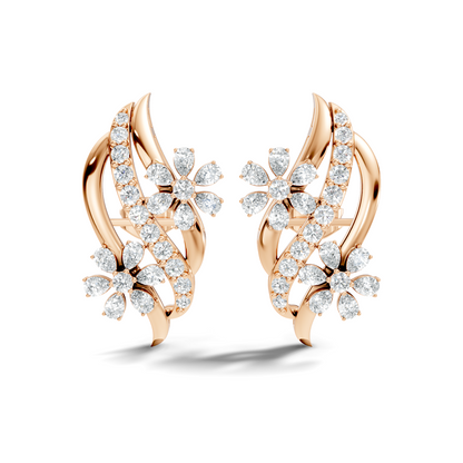 3.80 Ct Pear & Round Shapes Elegance Unique 18k Solid Gold Diamond Earrings For Her