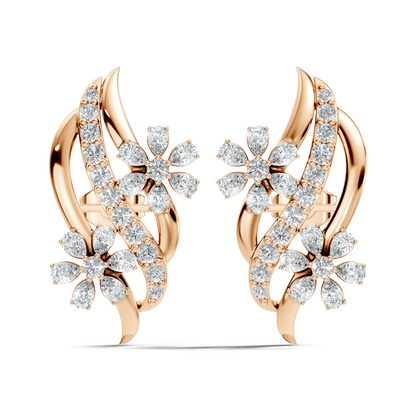 3.80 Ct Pear & Round Shapes Elegance Unique 18k Solid Gold Diamond Earrings For Her