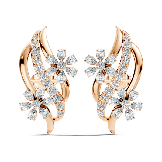 3.80 Ct Pear & Round Shapes Elegance Unique 18k Solid Gold Diamond Earrings For Her